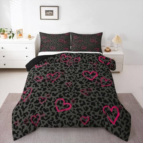 Grey Black Leopard Comforter Size for Kids Teens King Black Grey Pink
