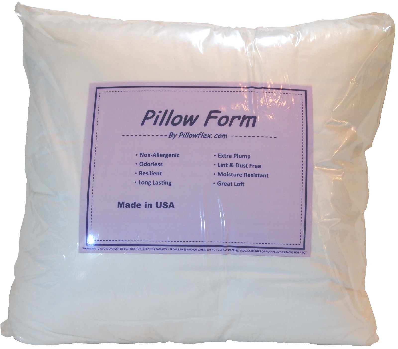 Pillowflex Poly Cotton Pillow Form Inserts Square and Rectangle Machine Washable