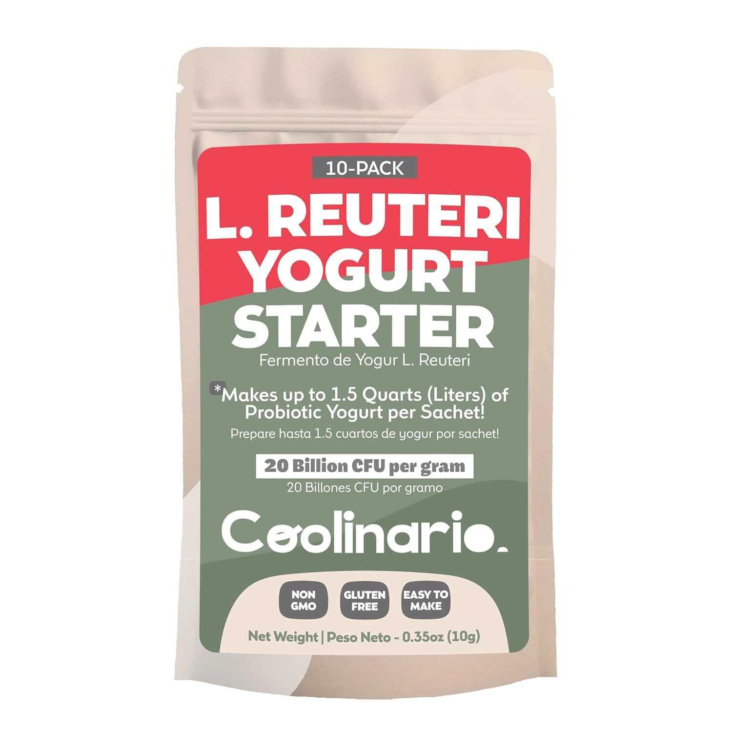 L Reuteri Yogurt Starter (10-Pack, 1G Sachets) Yogurt Starter Culture with Lacto