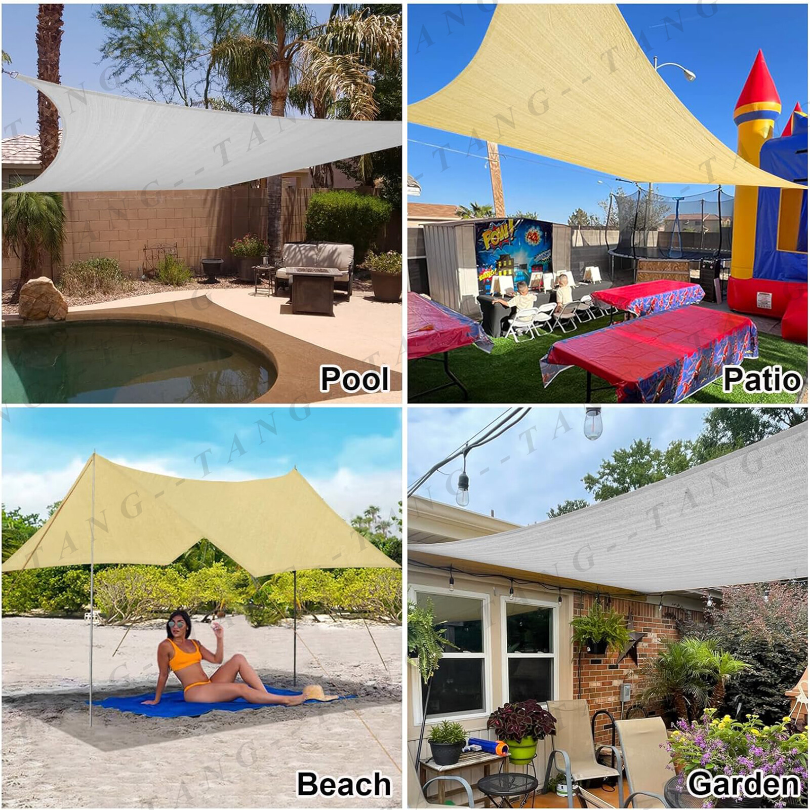 Sun Shade Sails Canopy Rectangle Awning Shelter Cover UV Blcok Yard Deck Outdoor