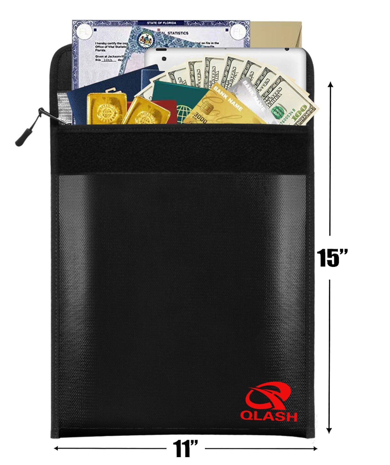 Extra Large 2000℉ Fire Proof money Bag 15×11 in Document Pouch Waterproof Safe