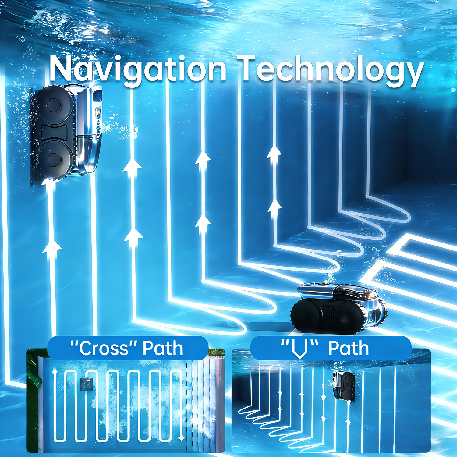 Cordless Robotic Pool Cleaner, 180Min Runtime, Dual Motors, 7800mAh Batter