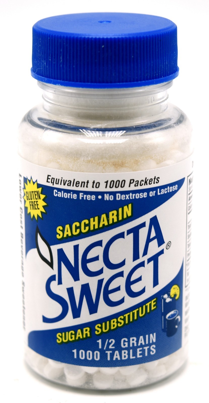 3 1000-Tablet Bottles 1/2 Grain Necta Sweet Saccharin Tablets NectaSweet