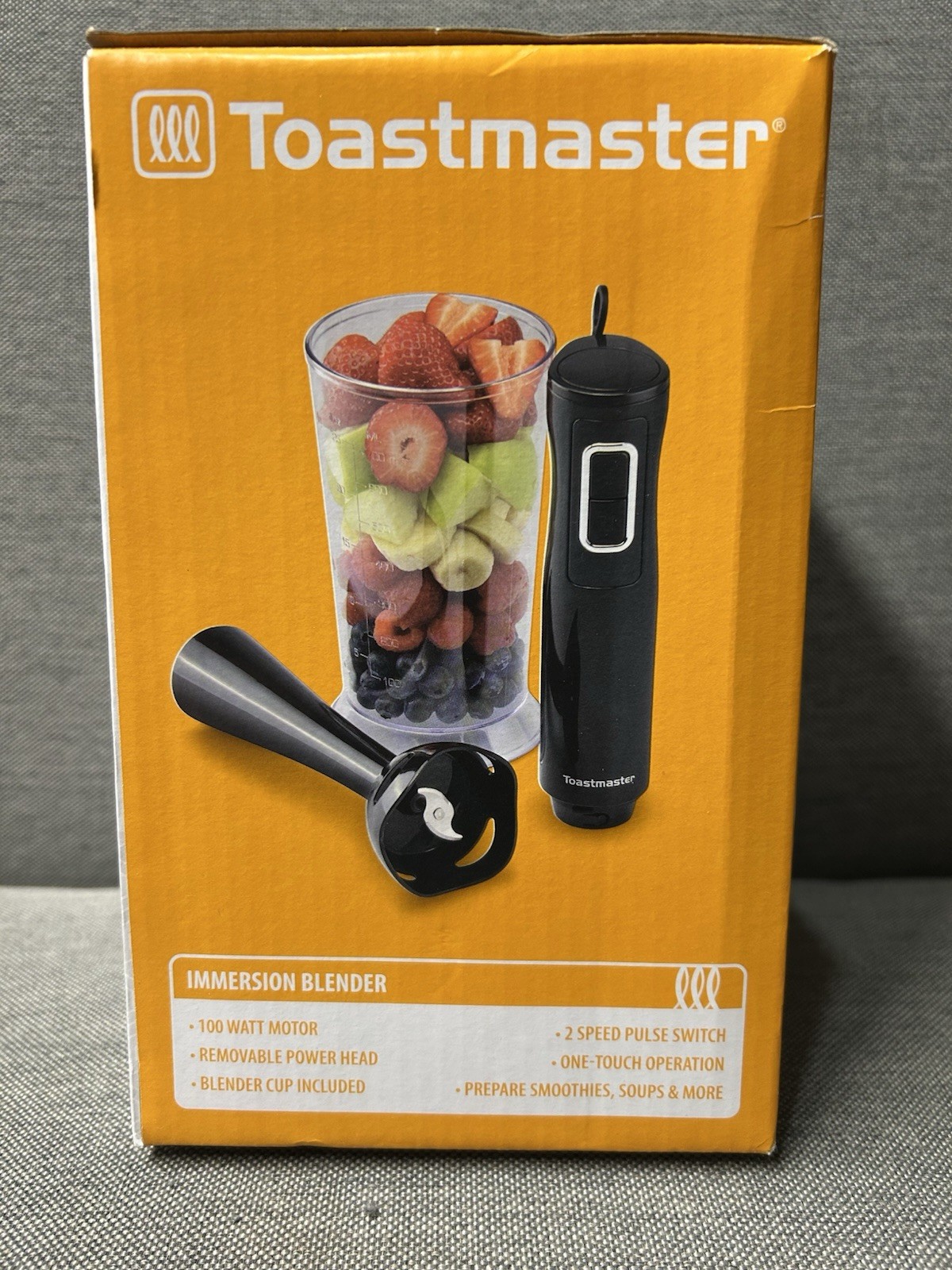 Toastmaster TM-202IB Immersion Handheld Blender Set 100W 2-Speed 25oz Cup Black