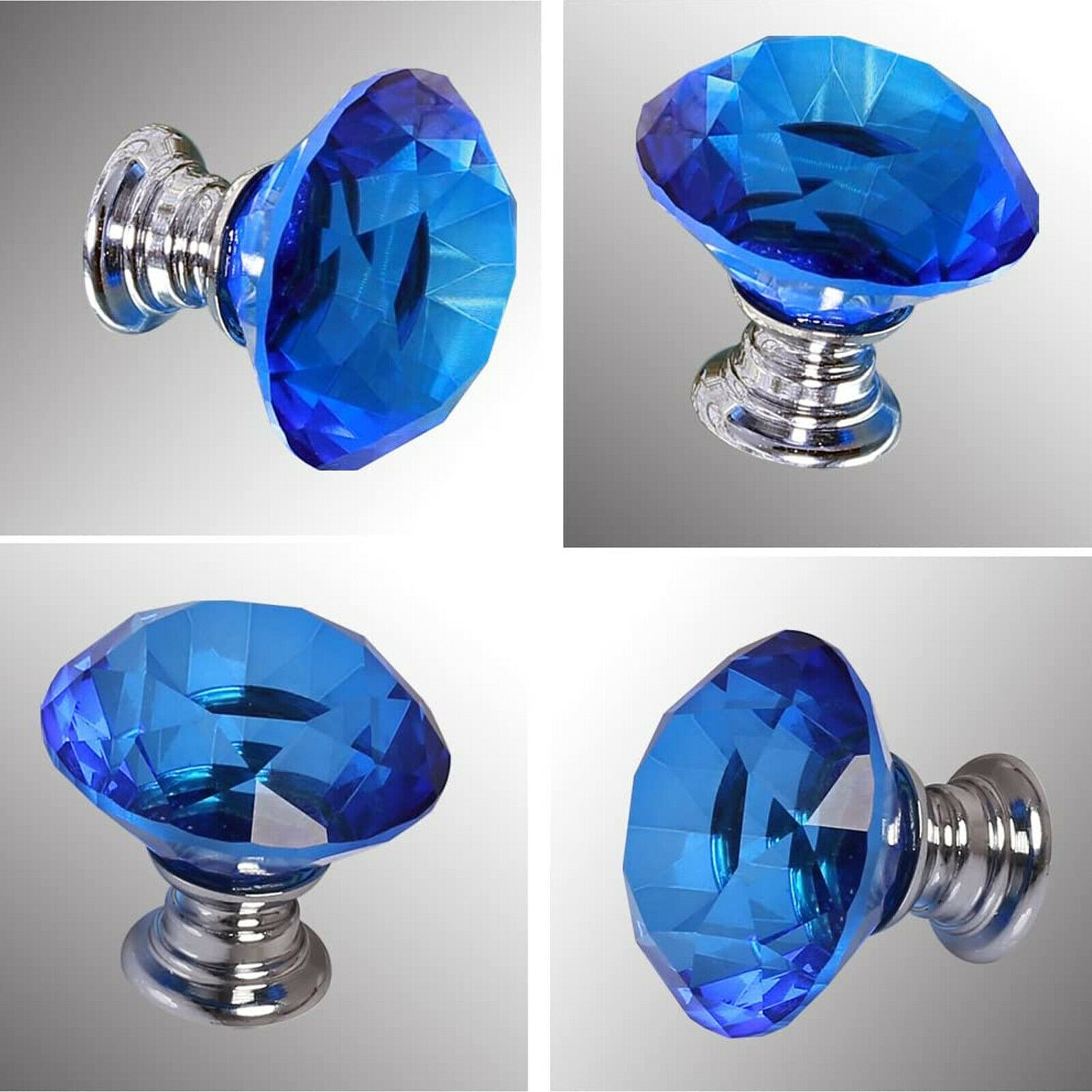 Blue Diamond Crystal Dresser Knobs Drawer Pull Handle Cabinet Door Puller Lots