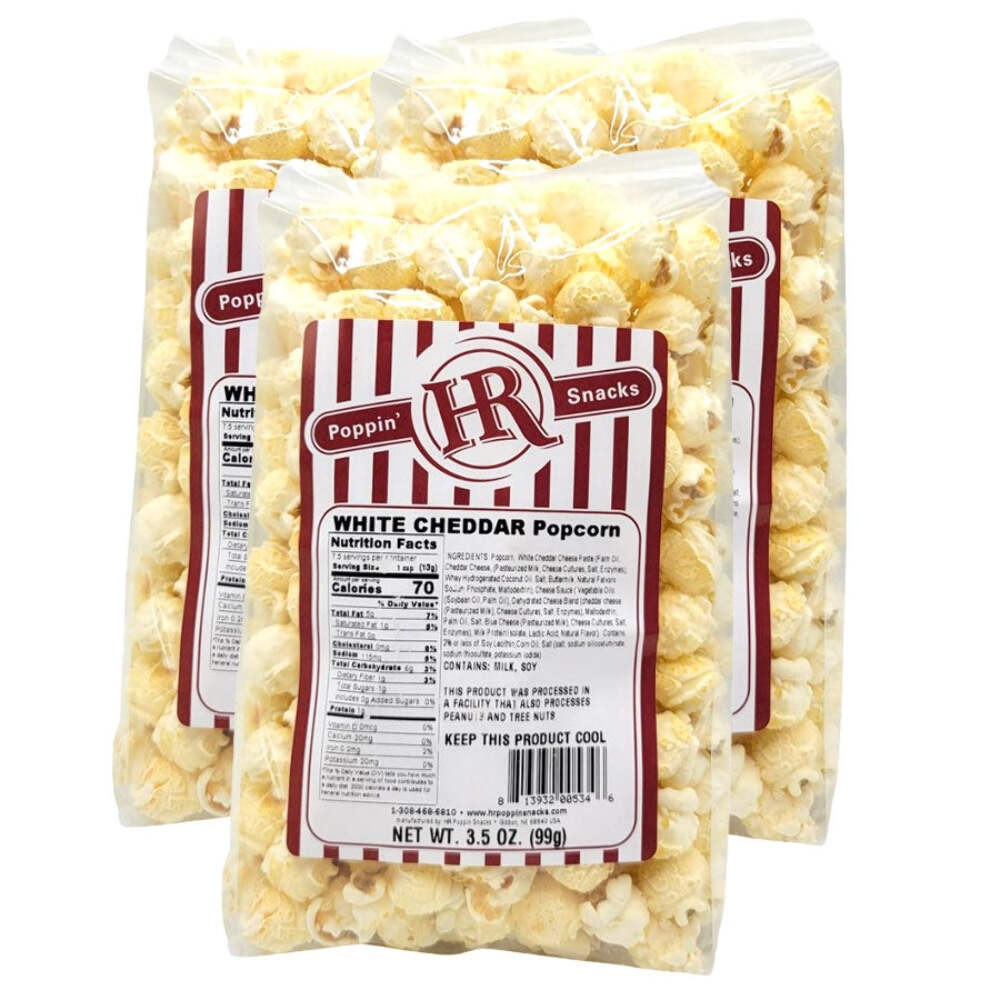 White Cheddar Popcorn | Pack of 3 | 3.5 oz | HR Poppin’ Snacks