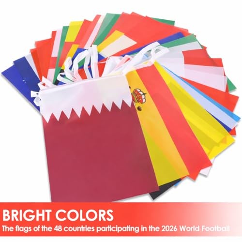 48 Nations World Flag String Flags for World Cup 5.51 x 8.26 in-2 Packs