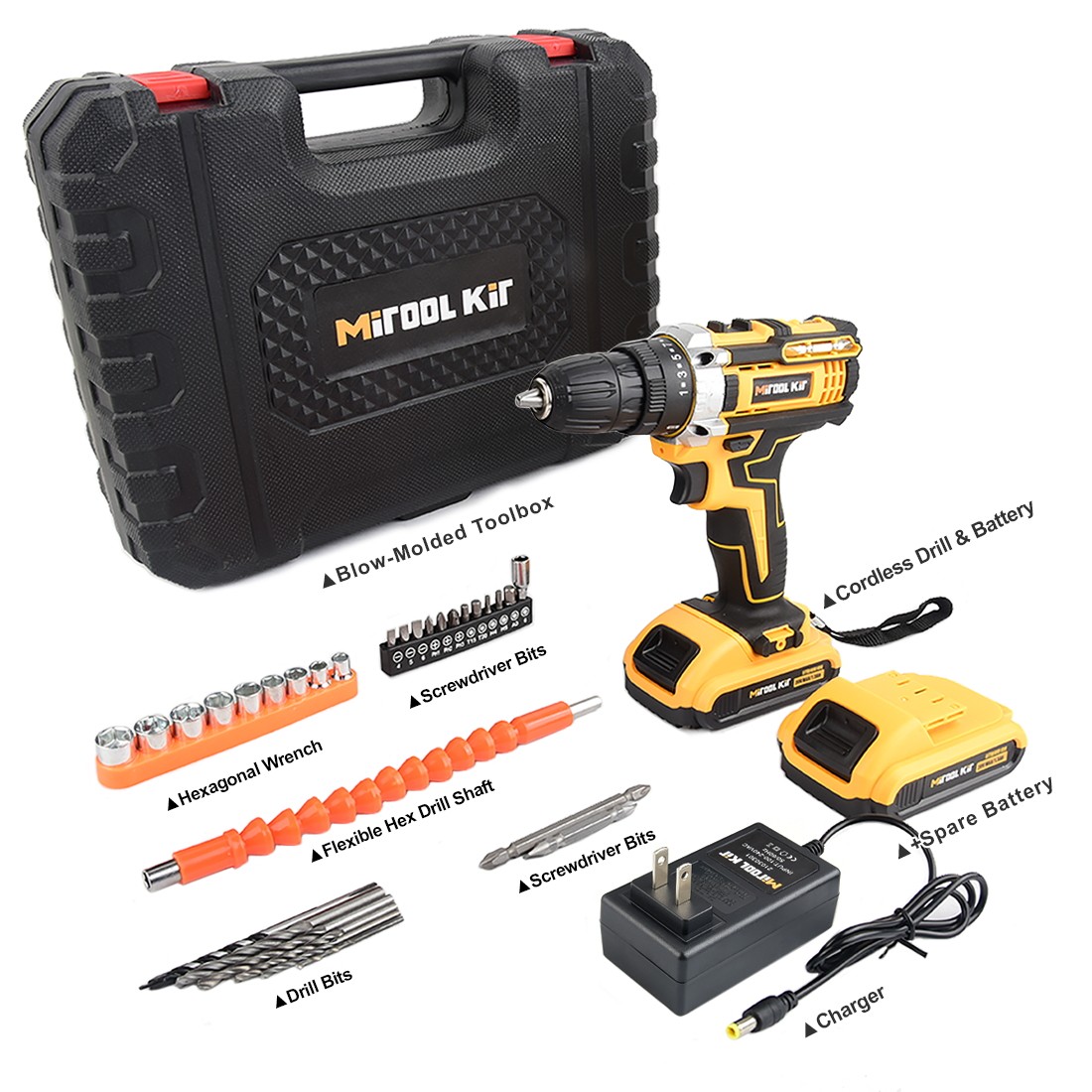 Cordless Drill Driver Kit, 20V MAX ELECTRIC SCREWDRIVER Compact Drill 3 in 1 Set