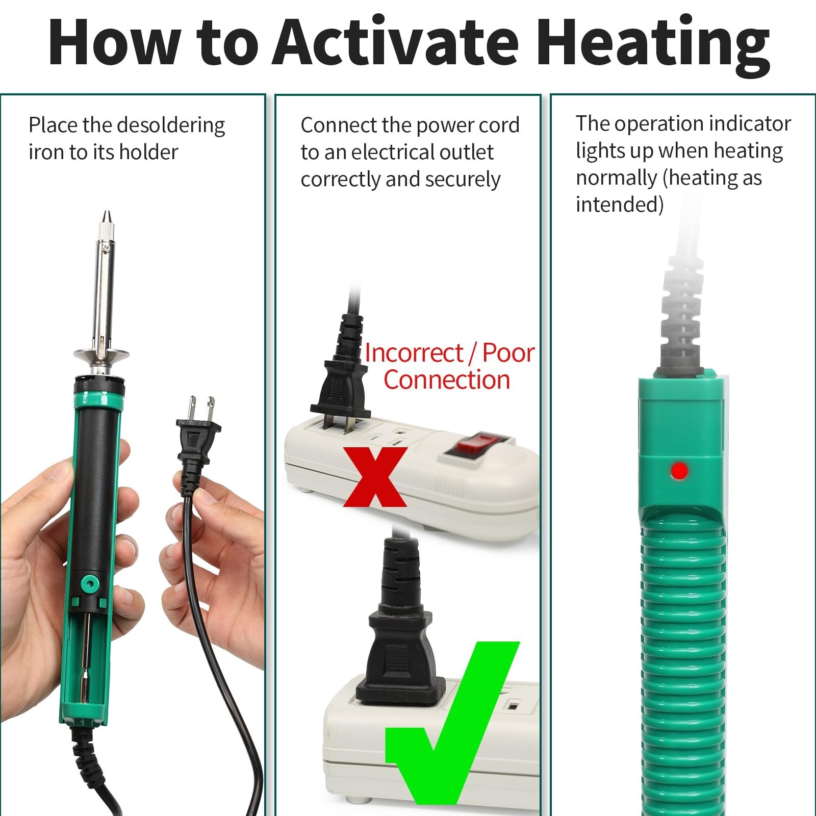 Electric Desoldering Soldering Iron Kit with Solder Sucker & Nozzles 1.0mm 1.2mm