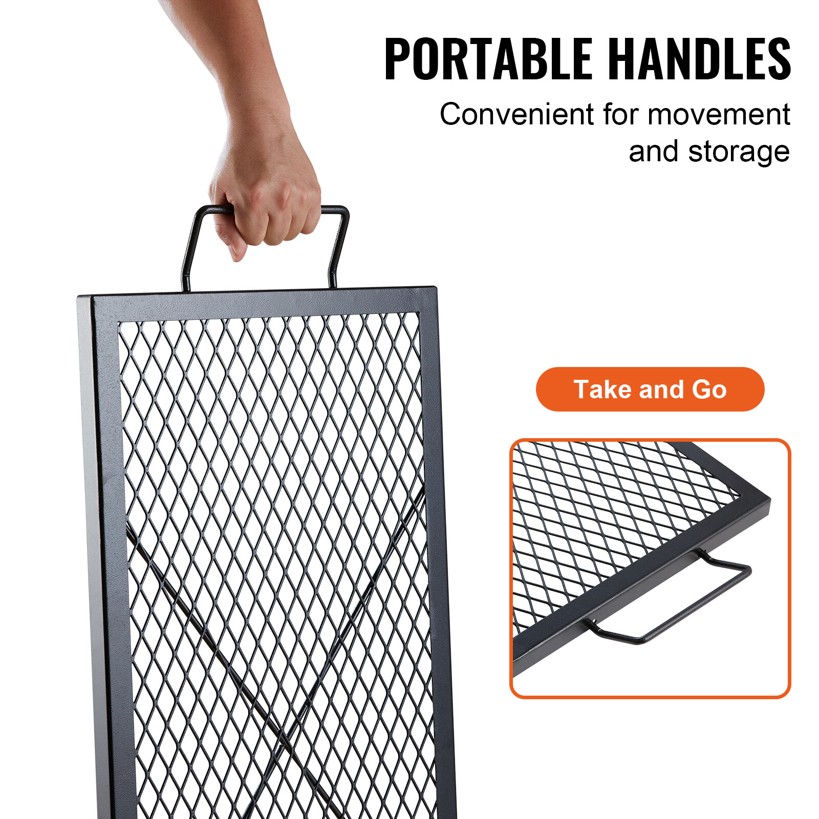 VEVOR 32″ Rectangle Cooking Grate Fire Pit Grill Grate X-Marks Heavy-Duty Steel