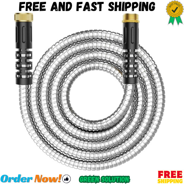 10Ft Metal Garden Hose, Water Lead-In Hose Extension, Stainless Steel Hose Exten
