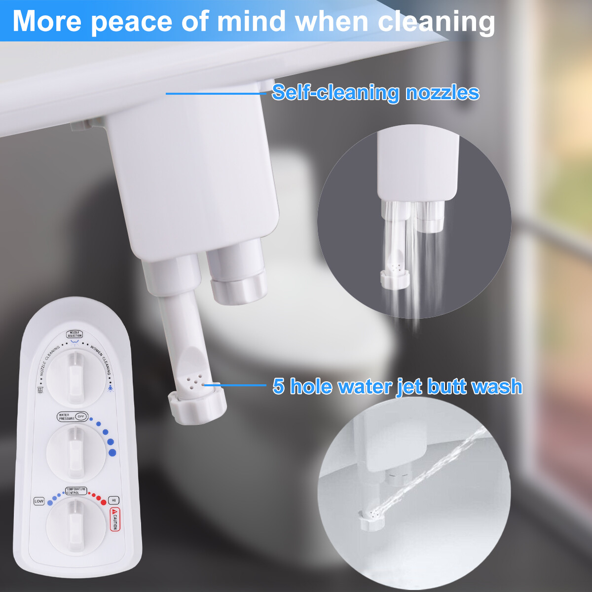 Bidet Fresh Water Spray Kit Non Electric Toilet Seat Attachment Hot Cold Wash