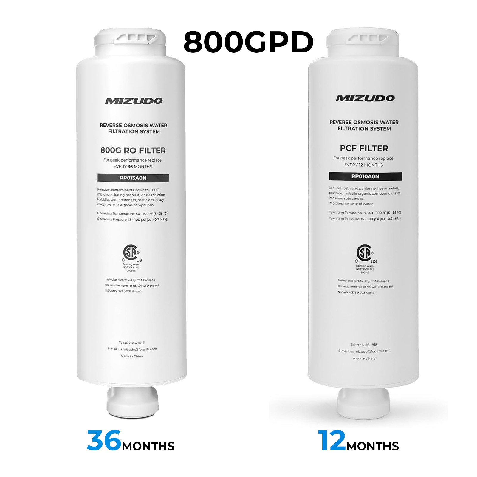 MIZUDO Replacement Filter, Replacement for *Megaflo Mini 800GPD Reverse Osmosis