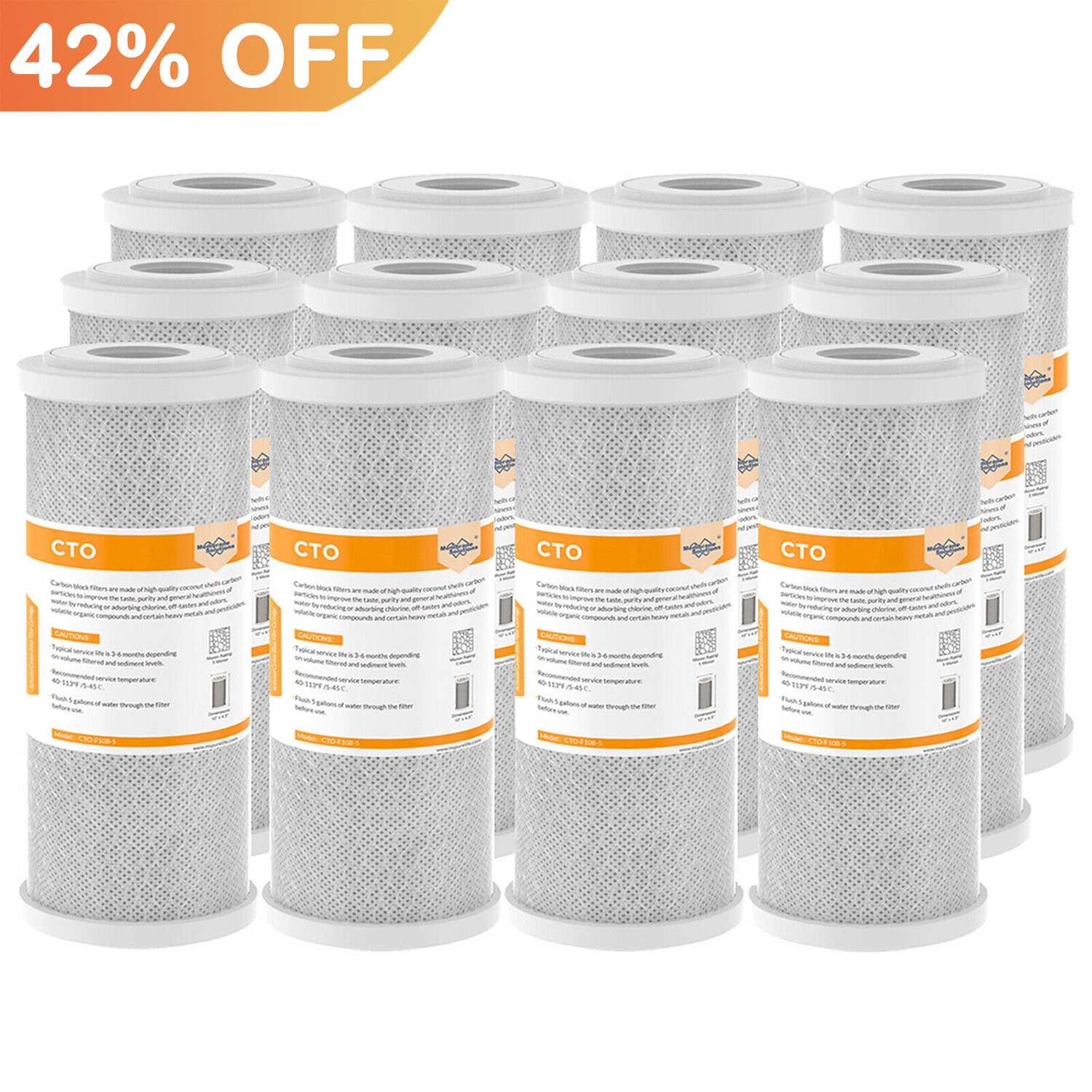 5 Micron 10″ x 4.5″ Carbon Block Water Filter for Big Blue Whole House GE FXHTC