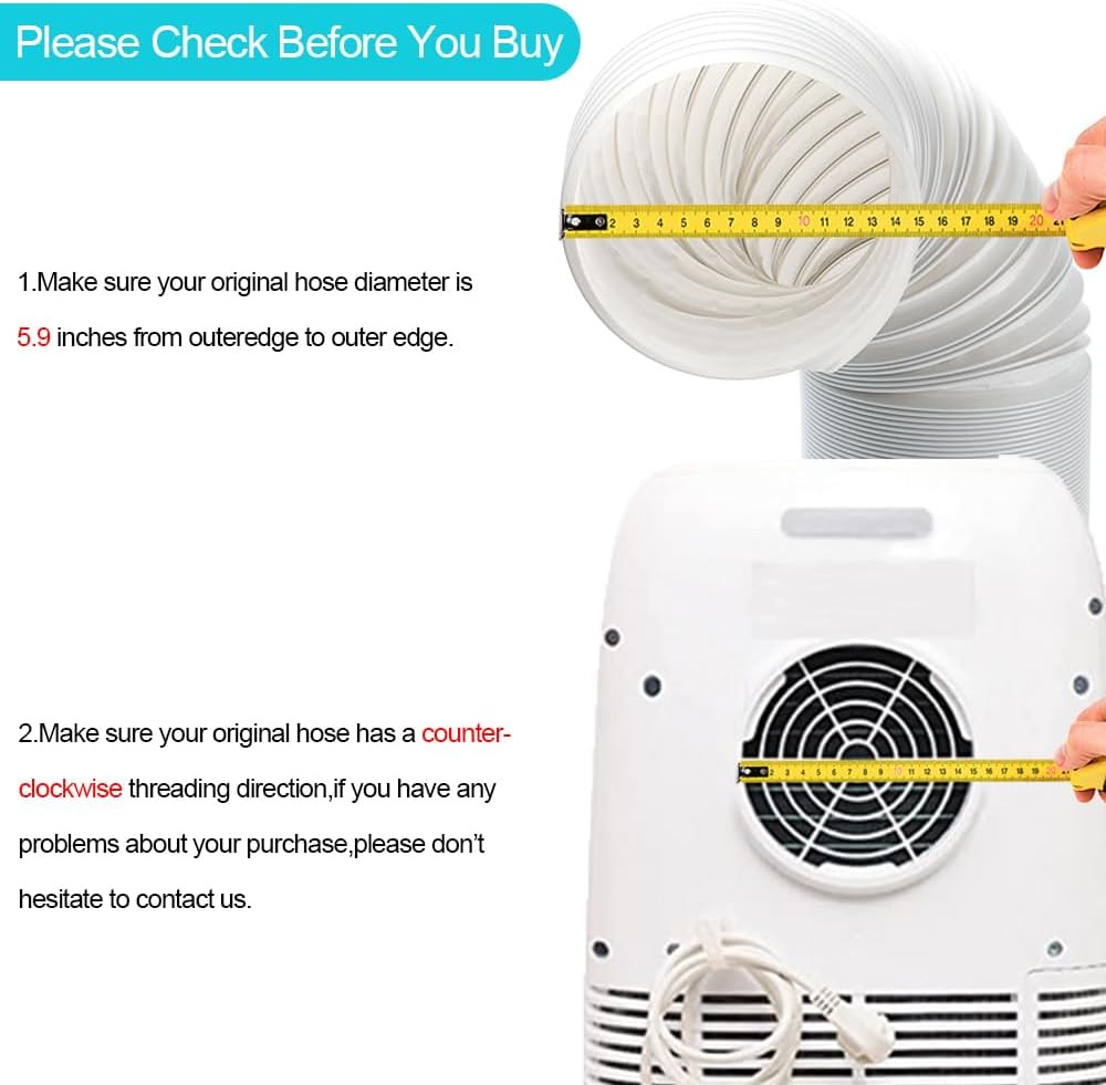 Portable Air Conditioner Hose, Portable Exhaust Vent Hose with 5.9 Inch Diameter