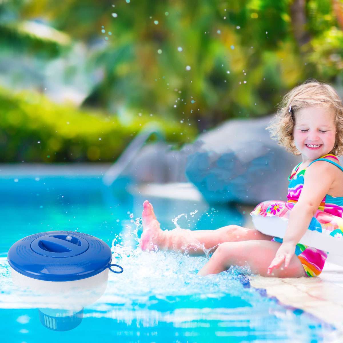 Floating Chlorine 3″ Tablet Swimming Pool Chemical 7″ Dispenser Collapsible Tank