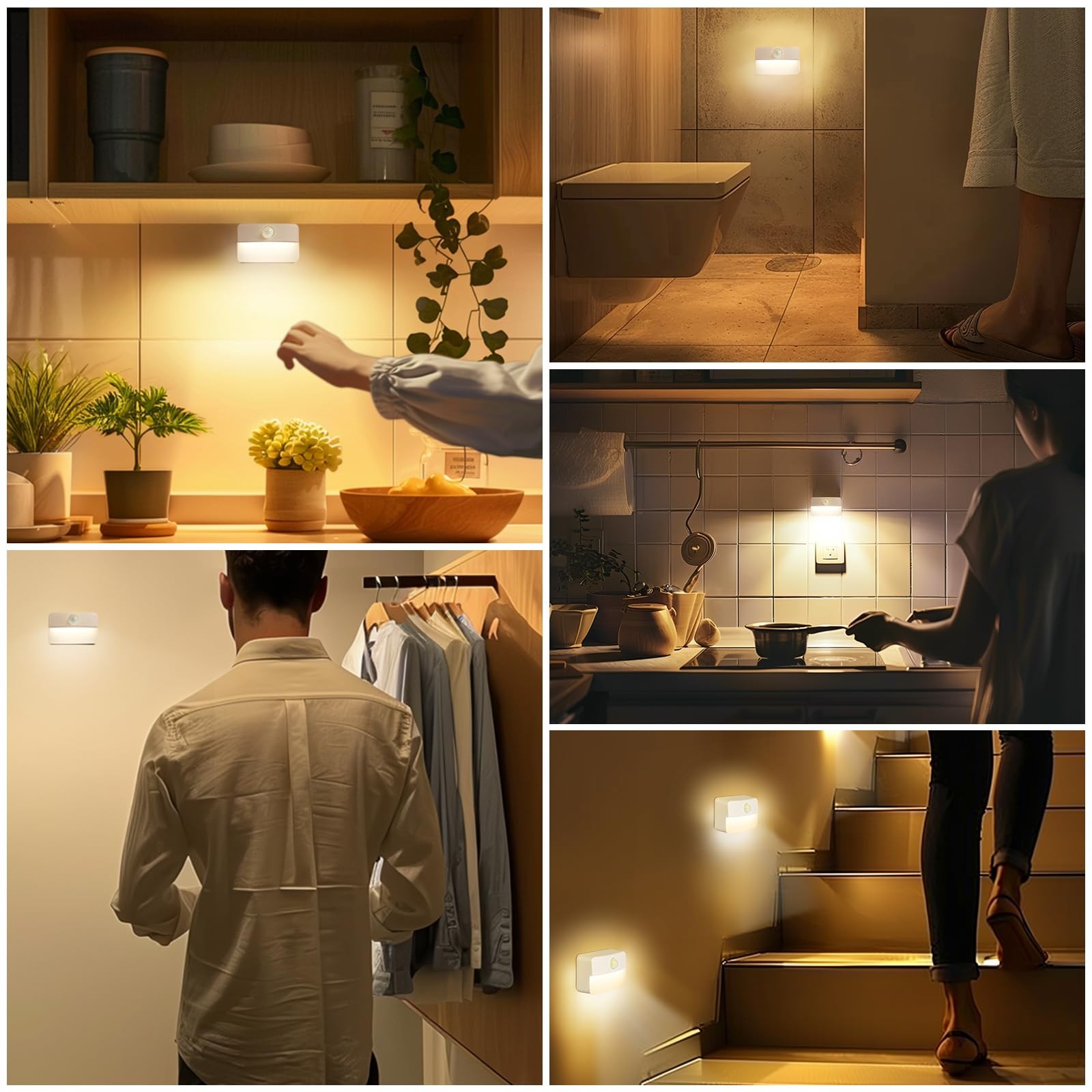 8 Pack Motion Sensor Stair Lights Indoor Battery Operated Wireless LED Night