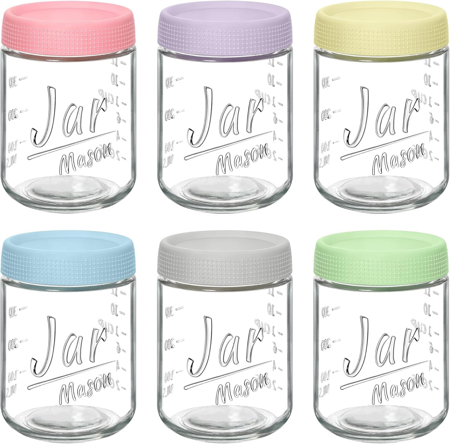 6-Pack 16Oz Overnight Oats Containers with Airtight Lids – Glass Mason Jars with