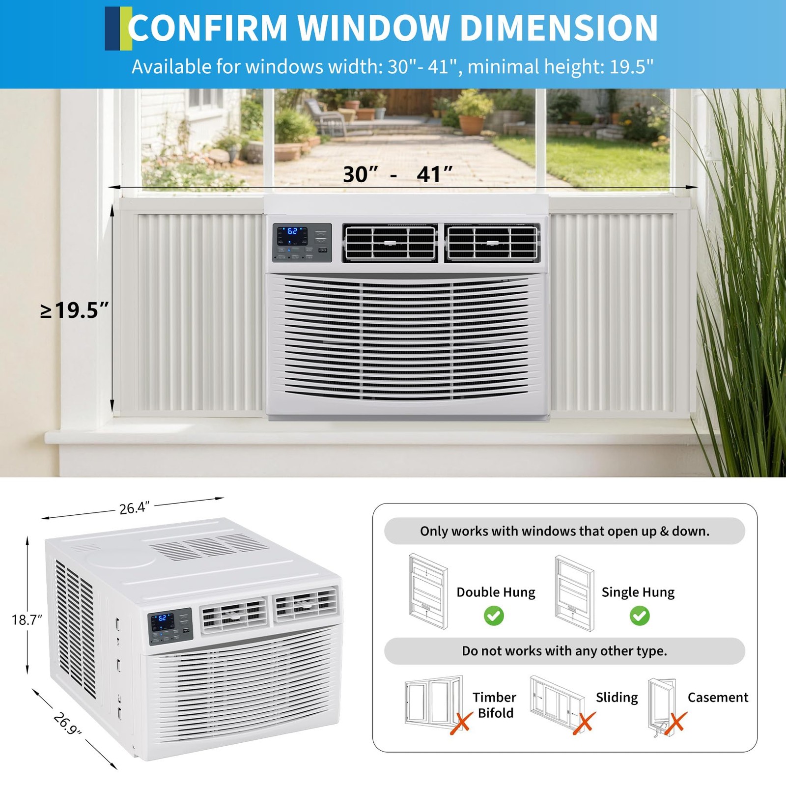23200 BTU Window Air Conditioner cool&Heater with WiFi & Voice Control 4 Modes