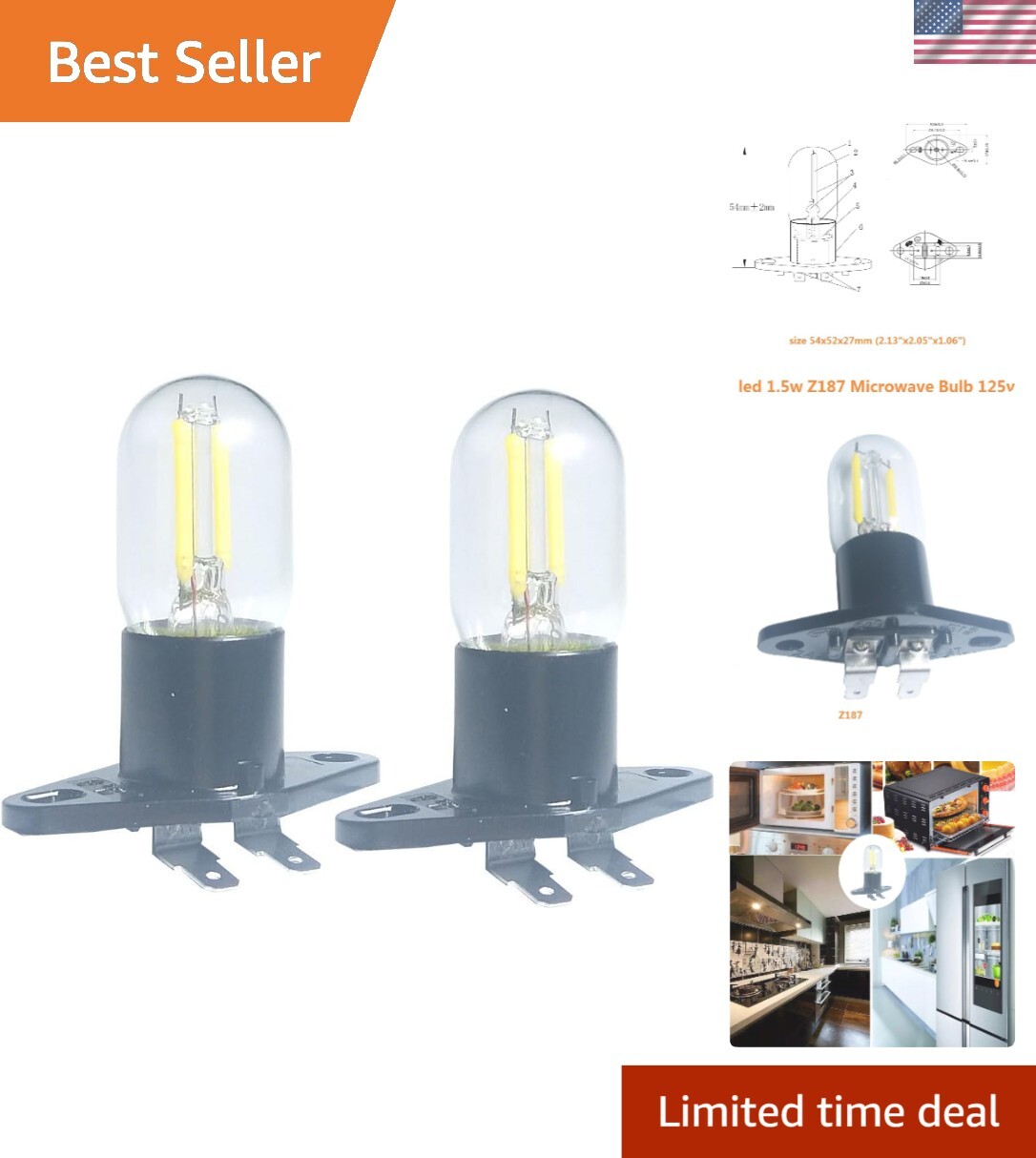 Durable 2-Pack Z187 1.5W LED Bulbs – Long-Lasting 50000 Hours of Brightness