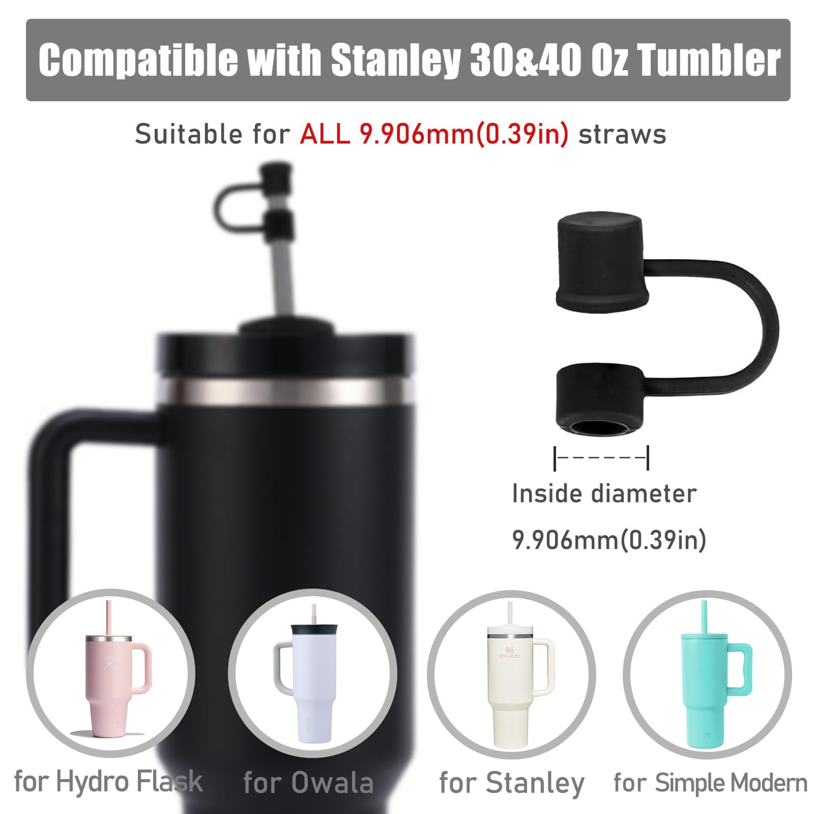 6PCS Silicone Straw Covers Cap Compatible with Stanley Cup 3040 oz Tumbler wi…