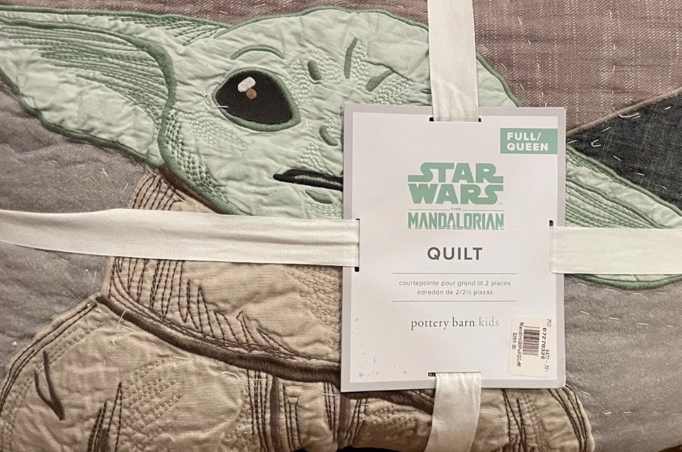 Disney POTTERY BARN KIDS Star Wars YODA The Mandalorian Quilt Full Queen New
