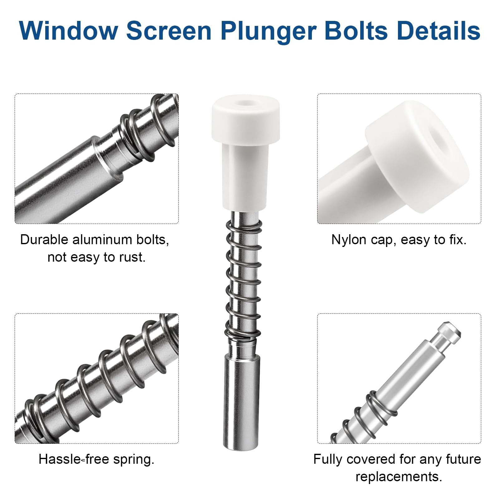 30 Pack Window Screen Plunger Latches 5/32″ x 1-1/2″, Plunger Retainer Pins f…