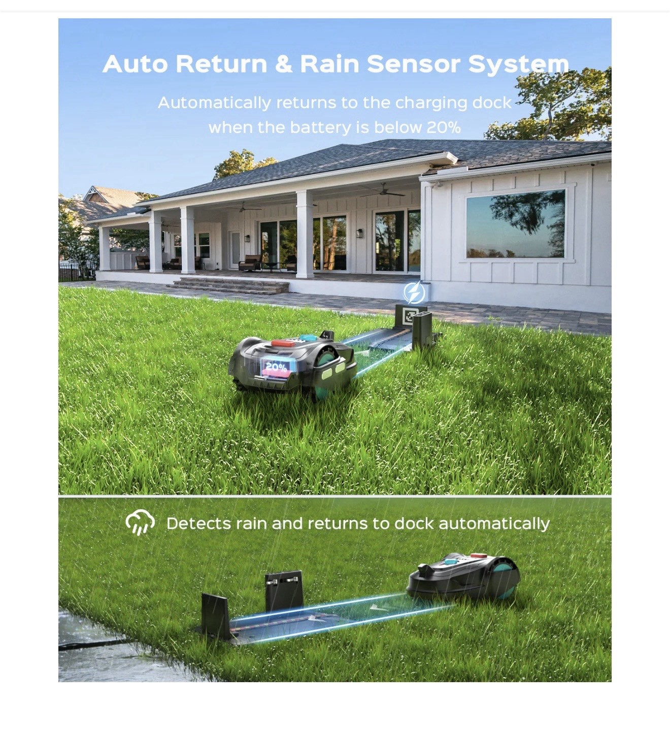 Yardcare M800Plus Robotic Lawn Mower Black GPS Navigation Collision Avoidance