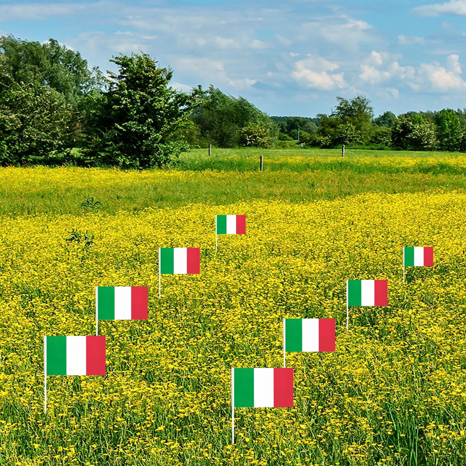 Italy Flags on Stick 20 Pack, Small Handheld Italian Flag