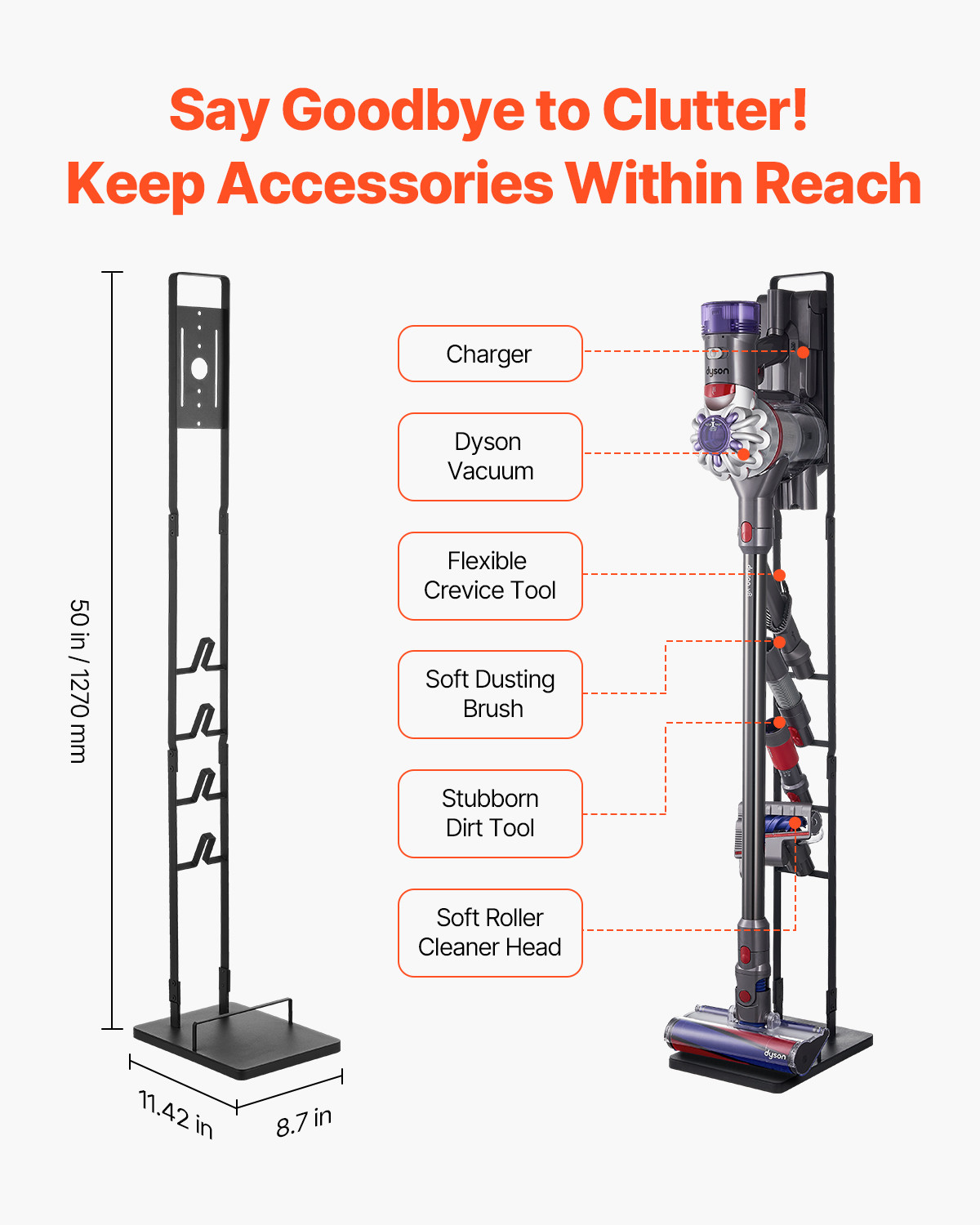 VEVOR Vacuum Stand for Dyson Multi-Models Stable Storage Bracket Holder with 4