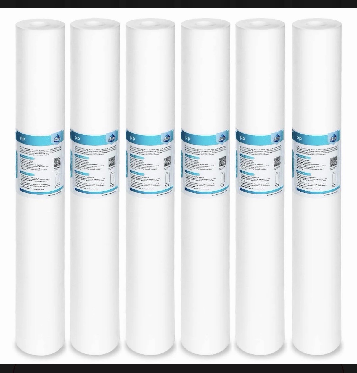 6 pack Membrane Solutions Sediment Water Filter, model MPP-F20-5. New