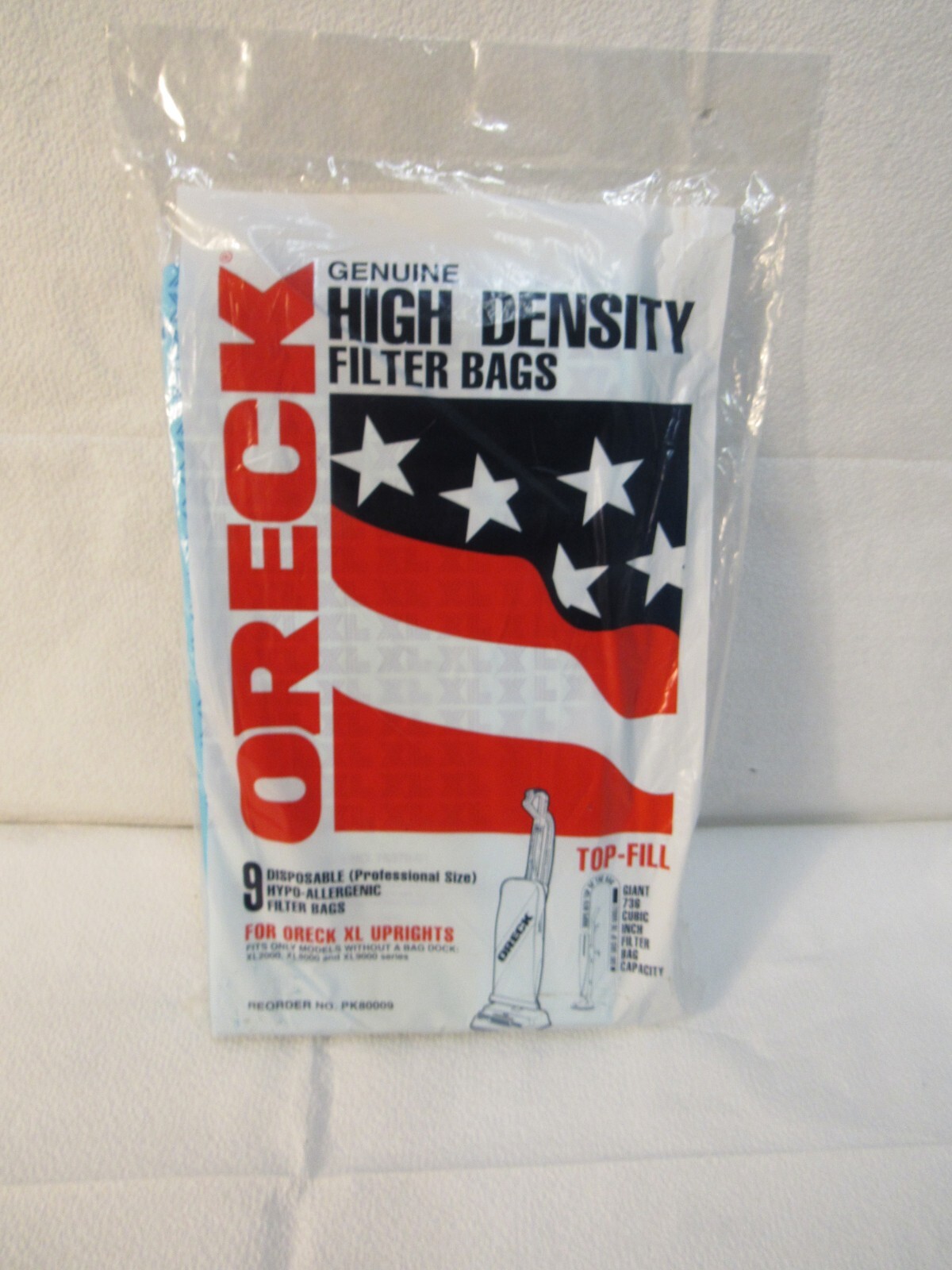 9 Pack ORECK XL Commercial Vacuum Bags / Filter Bags PK80009 XL Upright Vacuum