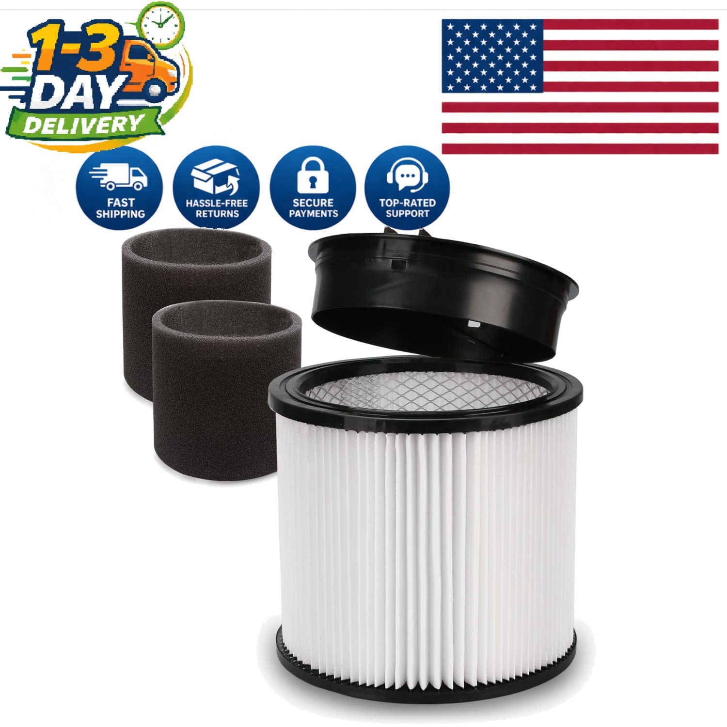 Shop-Vac Filter Kit 90304 90350 90333 for 4-16 Gallon Wet/Dry Vacuums – 4 Parts