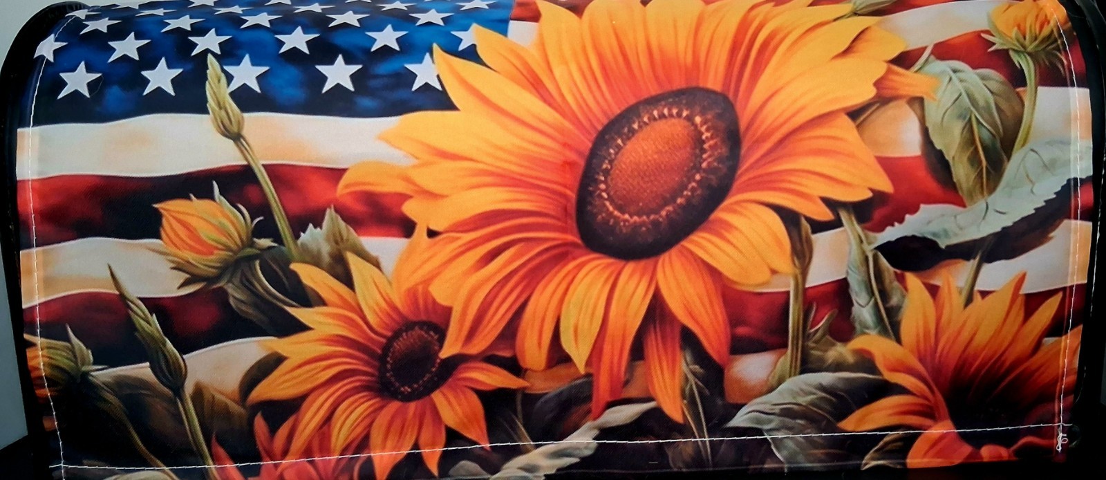 Magnetic Patriotic Flag Sunflower Mailbox Cover – July 4th/anytime ( 21″ x 18″)