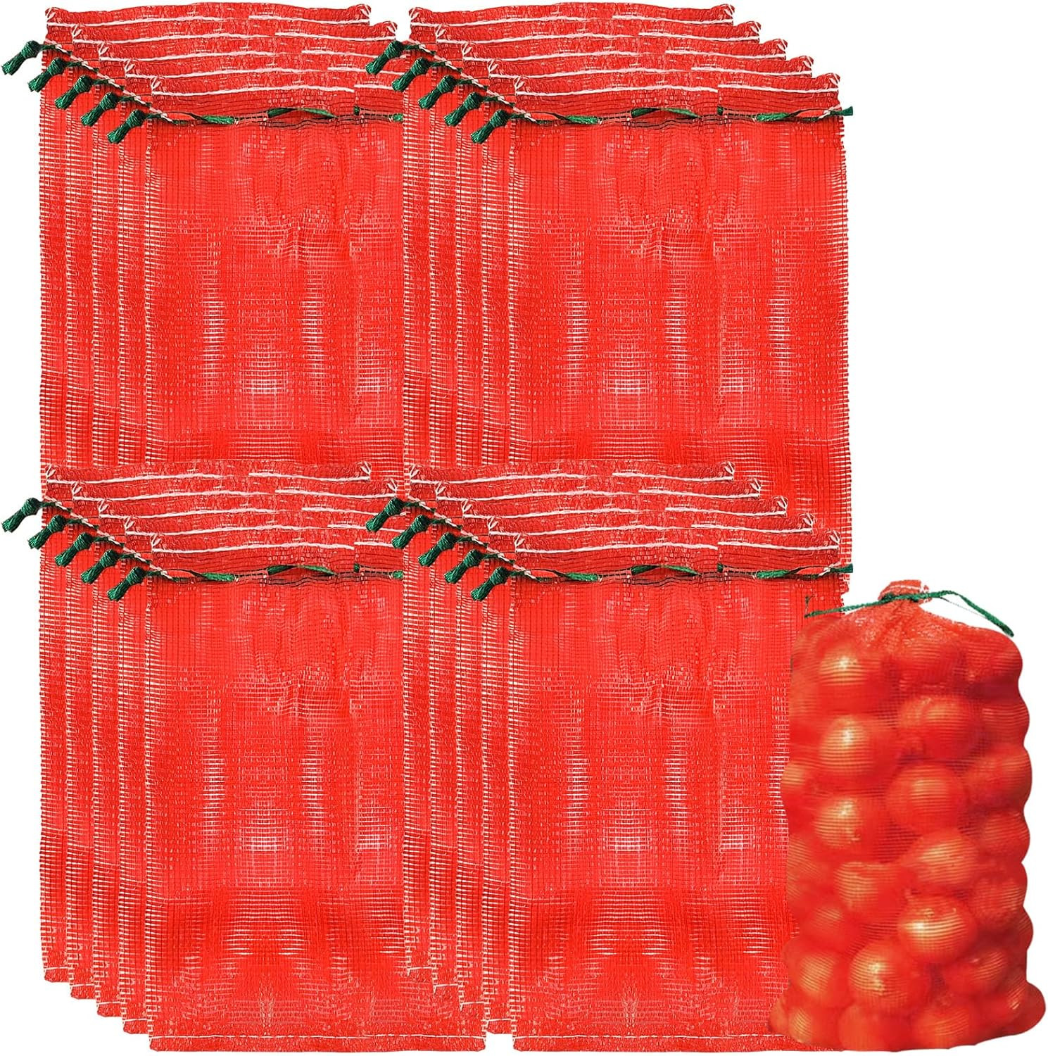 20 Pack Extra Large Mesh Storage Produce Bags – Reusable, 20 lbs Capacity, Washa