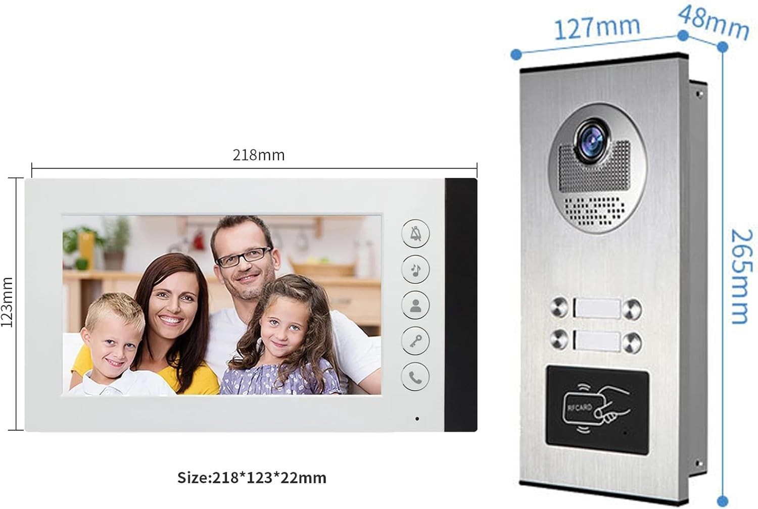 2 units 7inch monitor wired video Door phone kit indoor-outdoor video Apartment