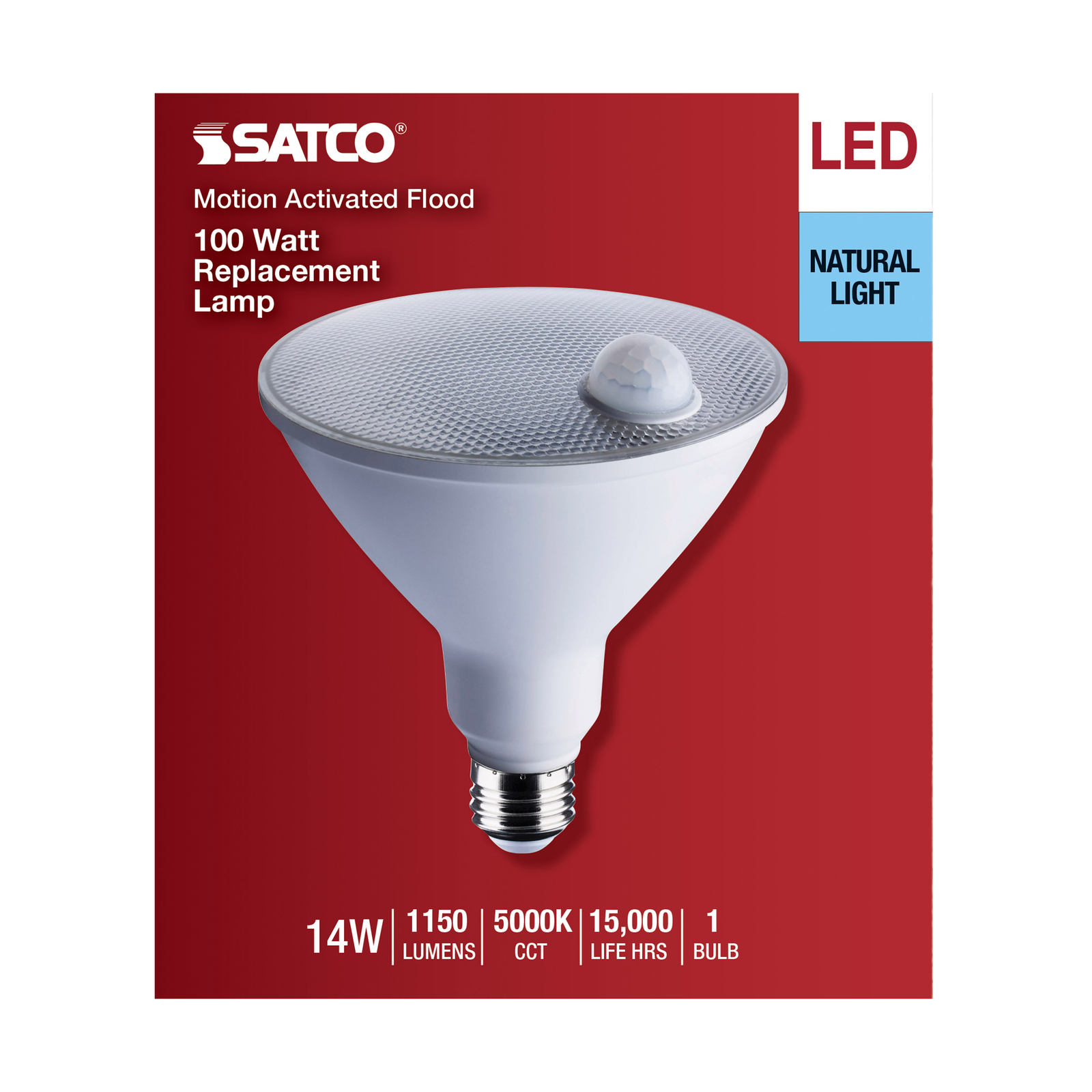Motion Sensor Activated 40° Flood LED 120V 14W =100W PAR38 E26 5000K Natural