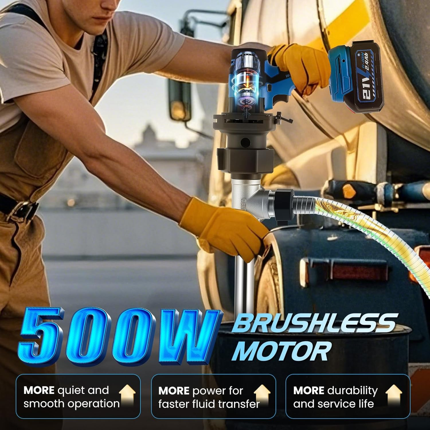 Electric Fuel Transfer Pump, Cordless Diesel Transfer Pump Battery Powered 13.2G