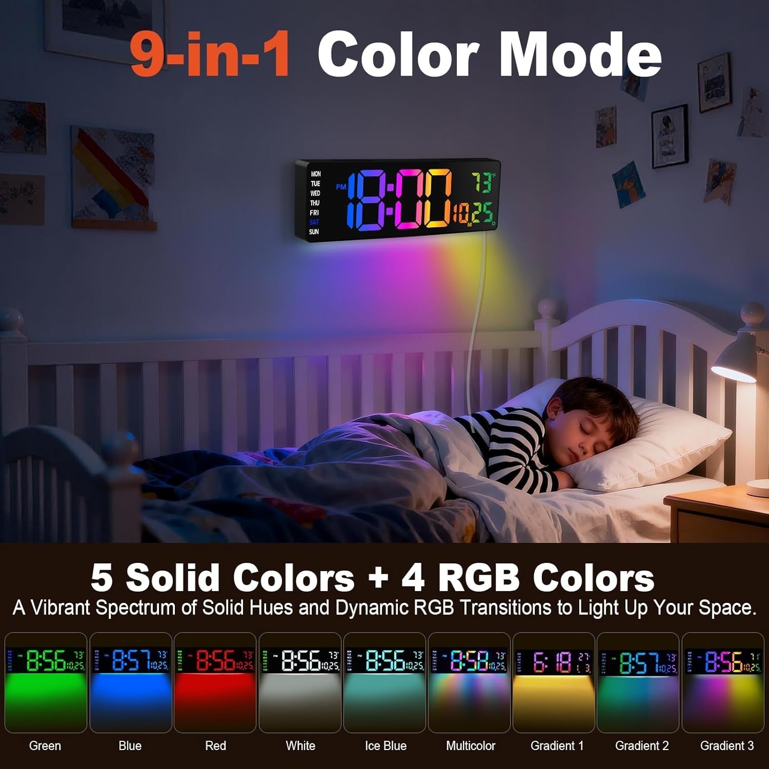 “Large Digital Wall Clock with Remote Control, 12 Inch LED Large Display Count..