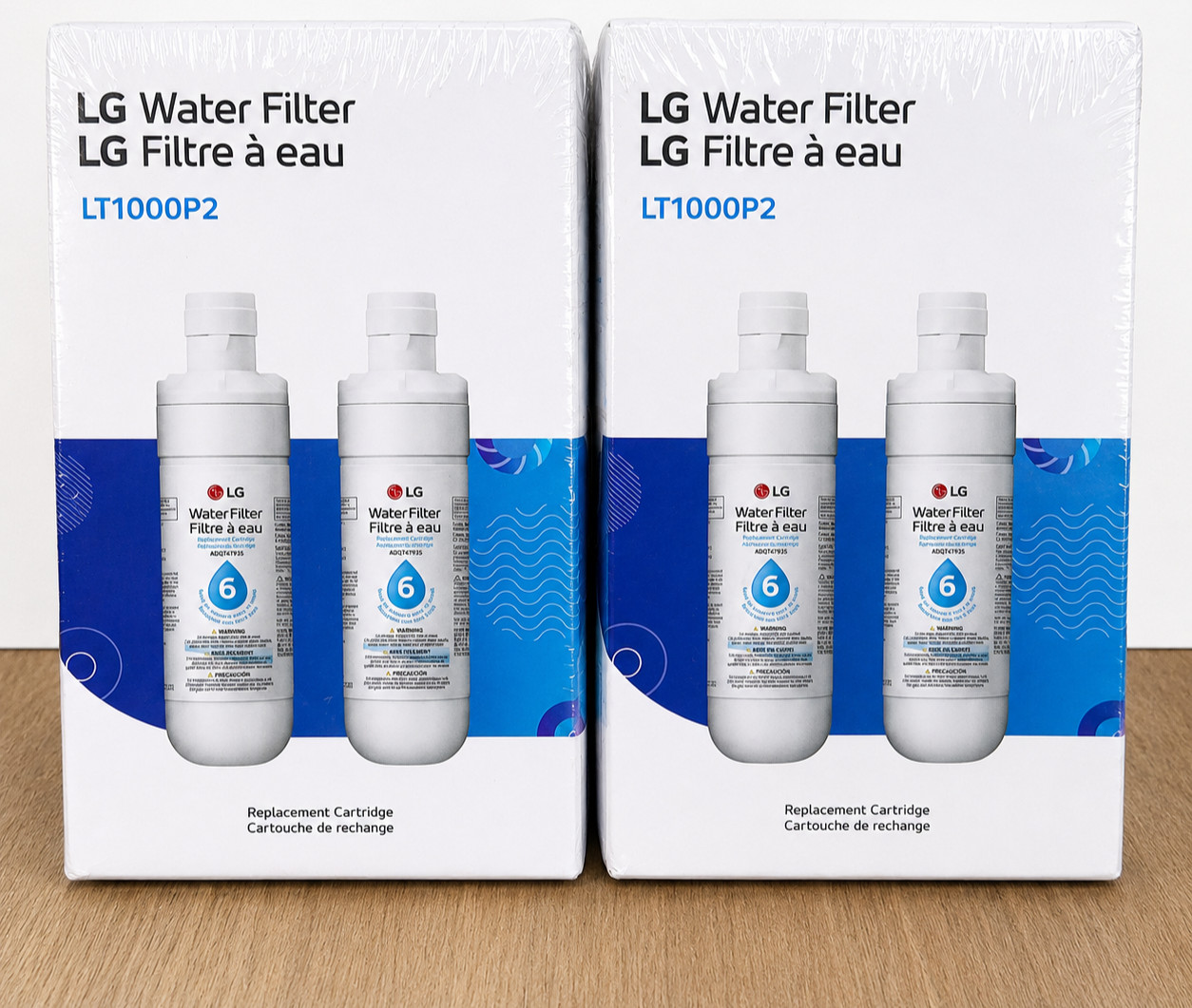 2 Pk X2 Genuine LG LT1000P2 6-Month / 200 Gal Refr Replacement Water Filter