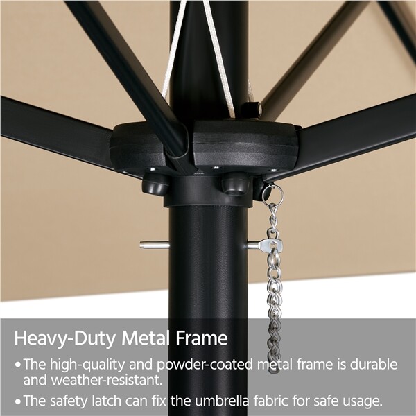 15ft Double Sided Patio Umbrella with 36 LED Lights Base Included Vented Outdoor