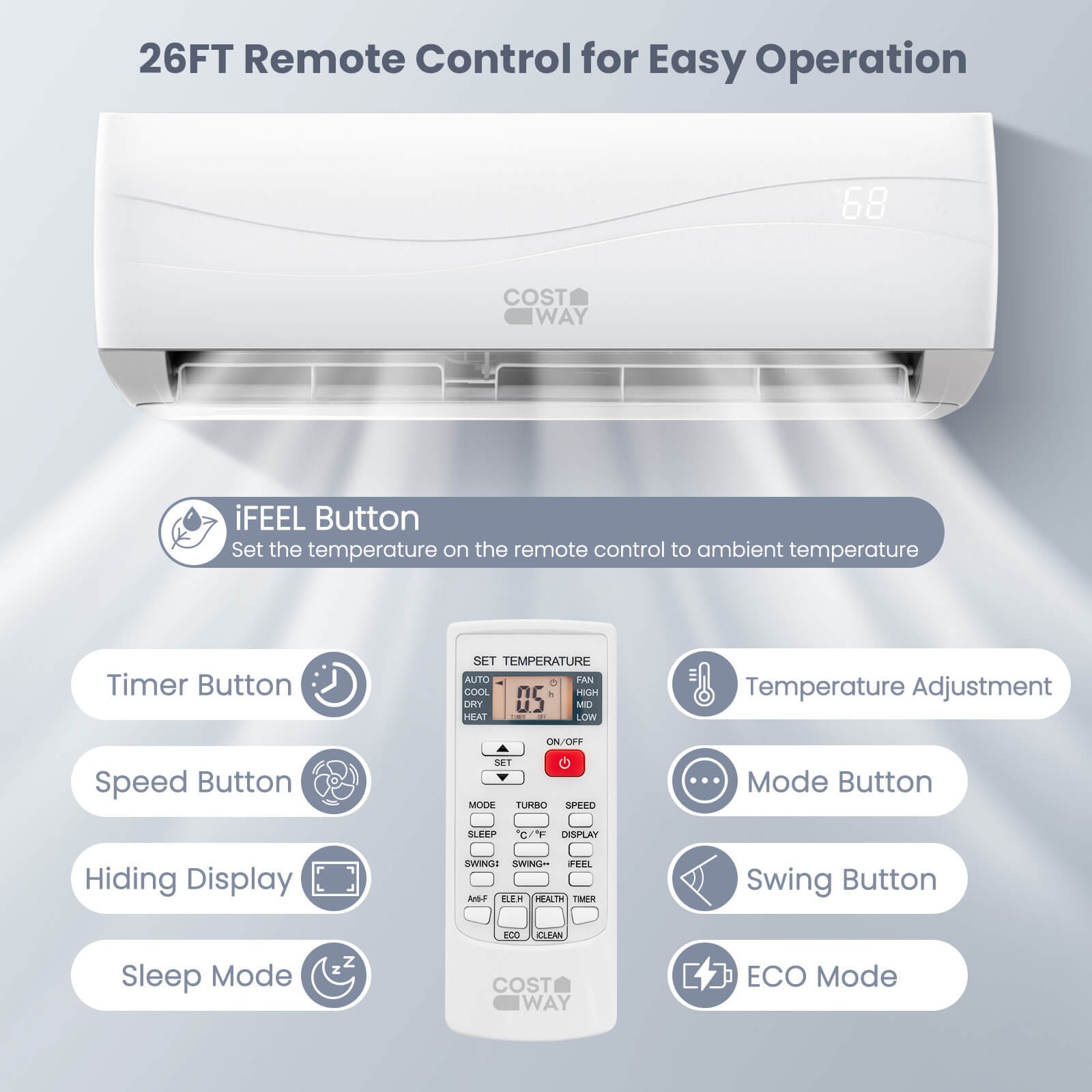 12000 BTU Mini Split Air Conditioner & Heater Ductless 17 SEER2 750 Sq. Ft