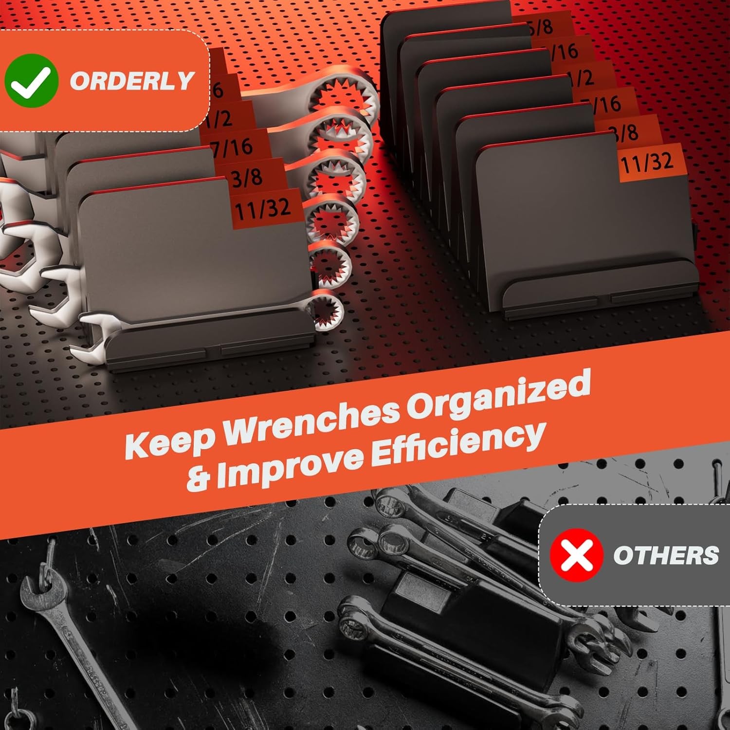 32 Piece Modular Wrench Organizer Tool Storage Solution Holder Wrench Tool