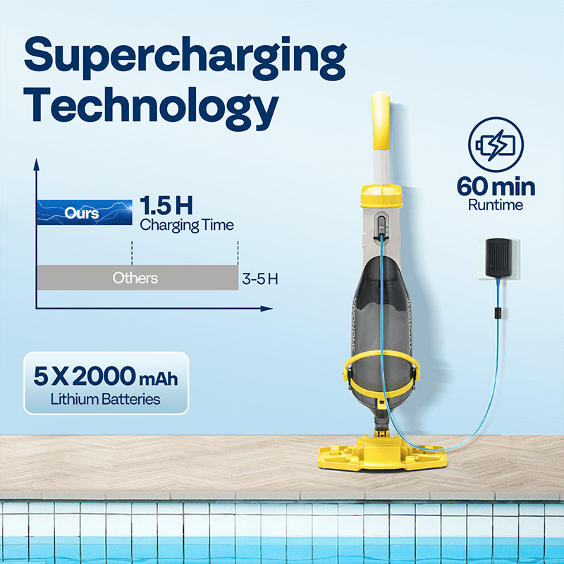 Cordless Rechargeable Pool Vacuum Handheld Pool Cleaner with Telescopic Pole