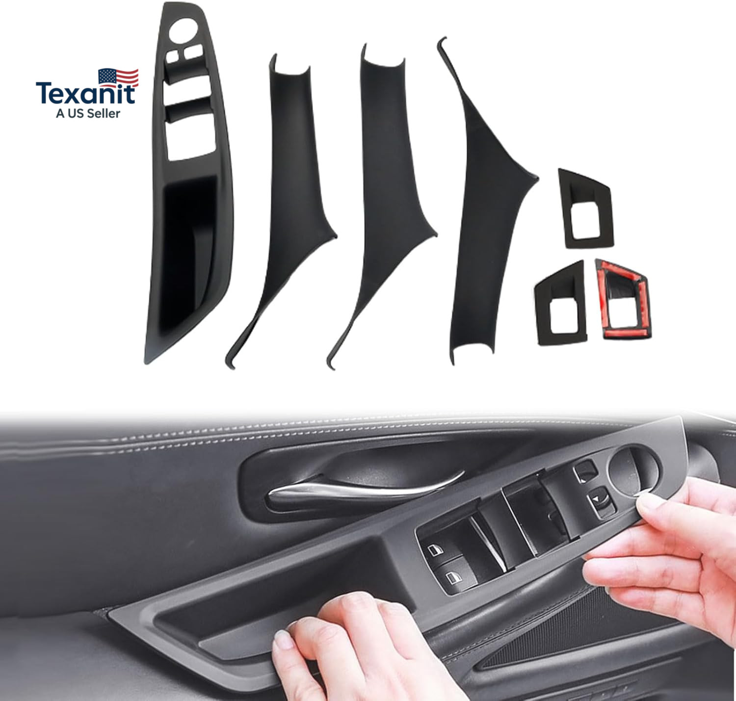 7Pcs No-Remove Interior Door Pull Handle Sticky Cover for BMW 5 Series F10/F11 5
