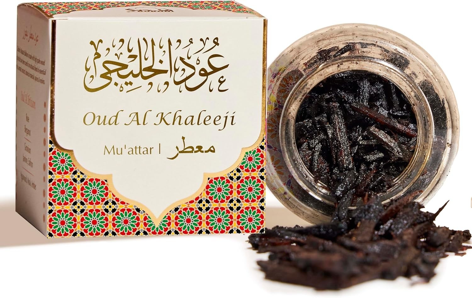 Oud Al Khaleeji Muattar Bakhoor Jar 40 Grams Aromatic Wood Chips for Relaxation