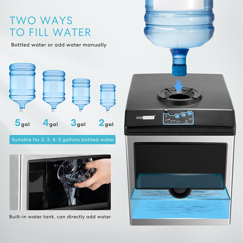 2 in 1 Countertop Ice Cube Maker 48lbs/Day with Water Dispenser Combo Machine
