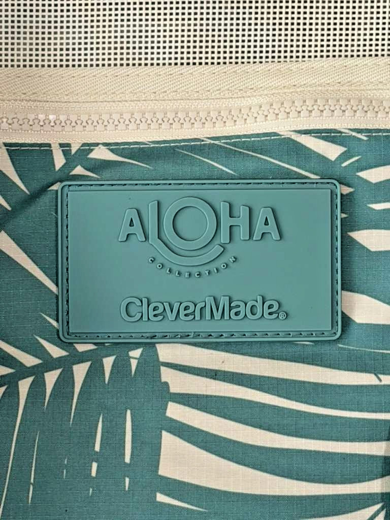 ALOHA Collection x CleverMade Collapsible Beach Tote Bag – Teal Palm Print – NEW