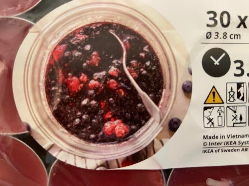 30 Ikea STÖRTSKÖN Scented tealight, Berries/red burning time 3.5hr