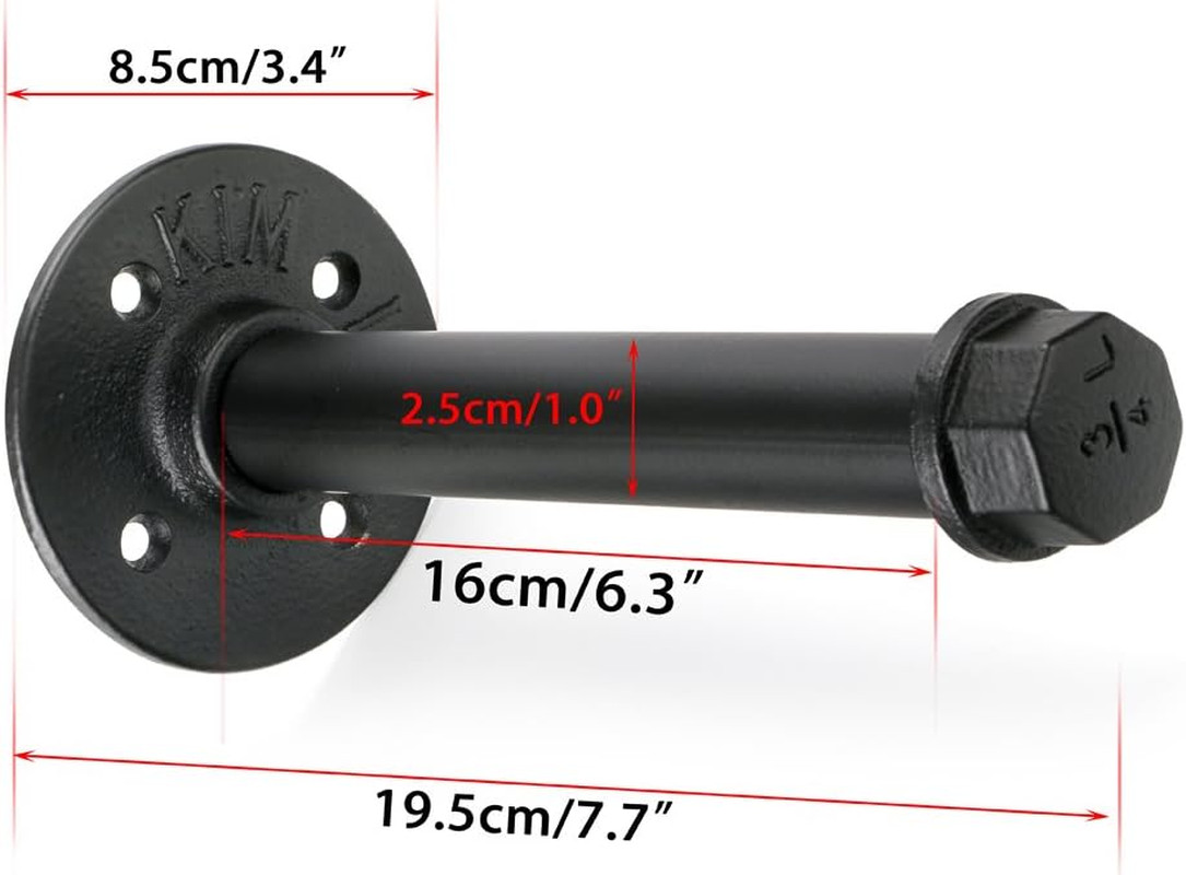7.7In Industrial Pipe Clothes Bar Rustic Metal Coat Hanger with Screws Wall-Moun